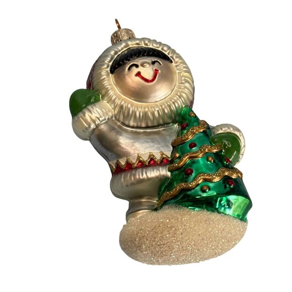 Crown Reflections Blown Glass Frosty Friends Eskimo & Penguin Christmas Ornament - Picture 4 of 8